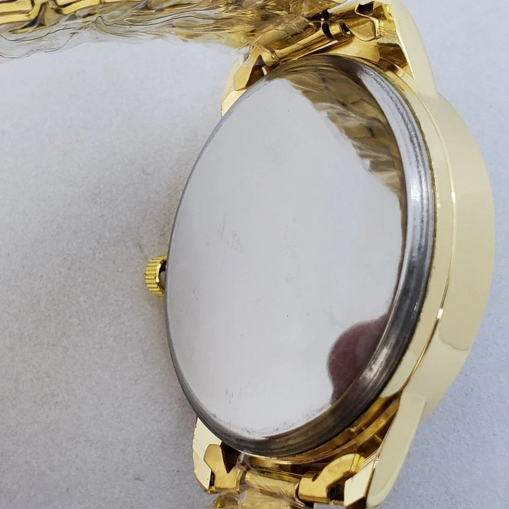 Men's Watch 42MM Large Gold Case Black Dial Date Gold Bracelet‎ Band 7